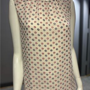 Floral Sleeveless Ann Taylor Top - Cream and Red. Size M